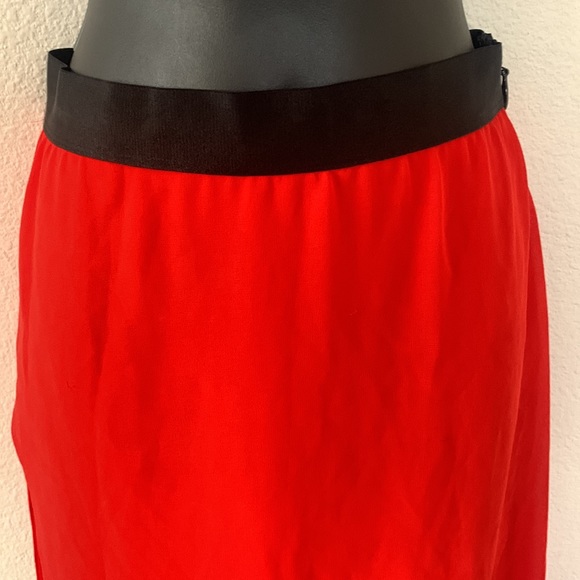 Bebe High Waisted Red Chiffon Side Slit Maxi Skirt - Picture 2 of 11
